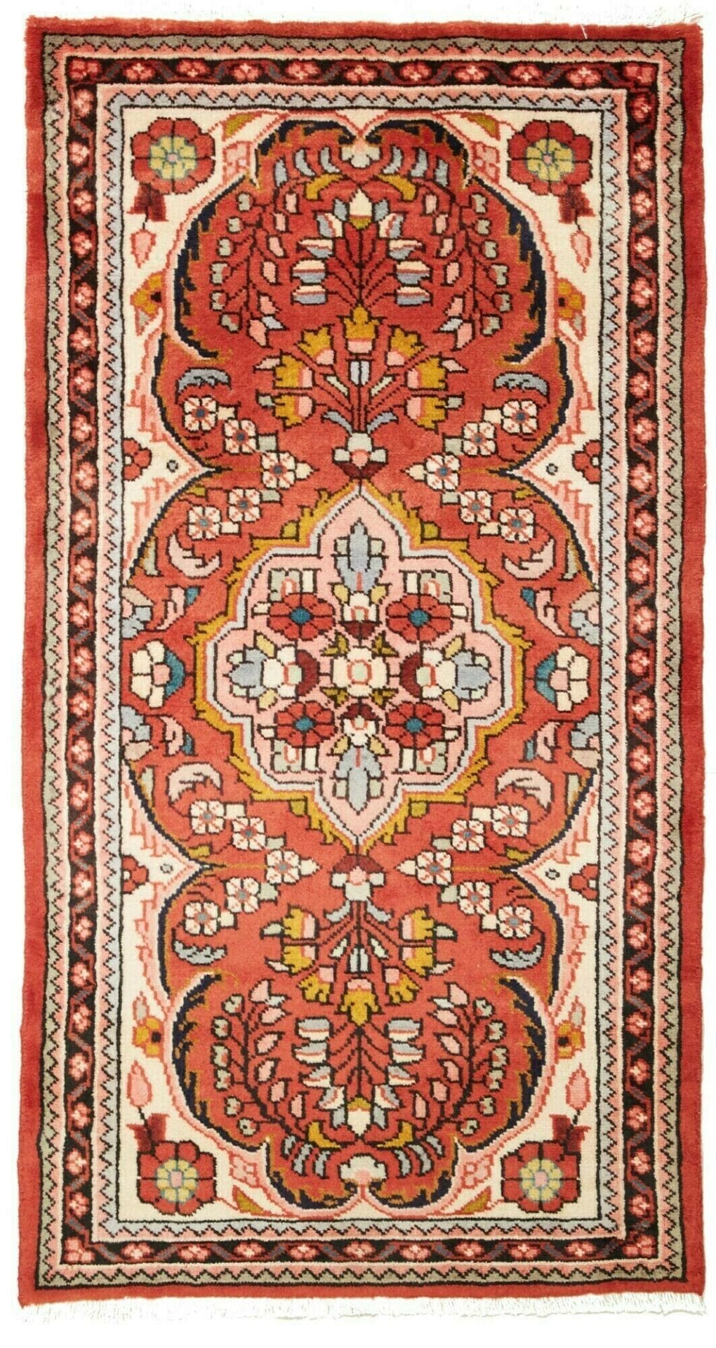 Hamadan Teppich 75 x 138 cm, Herati-Muster, handgeknüpft