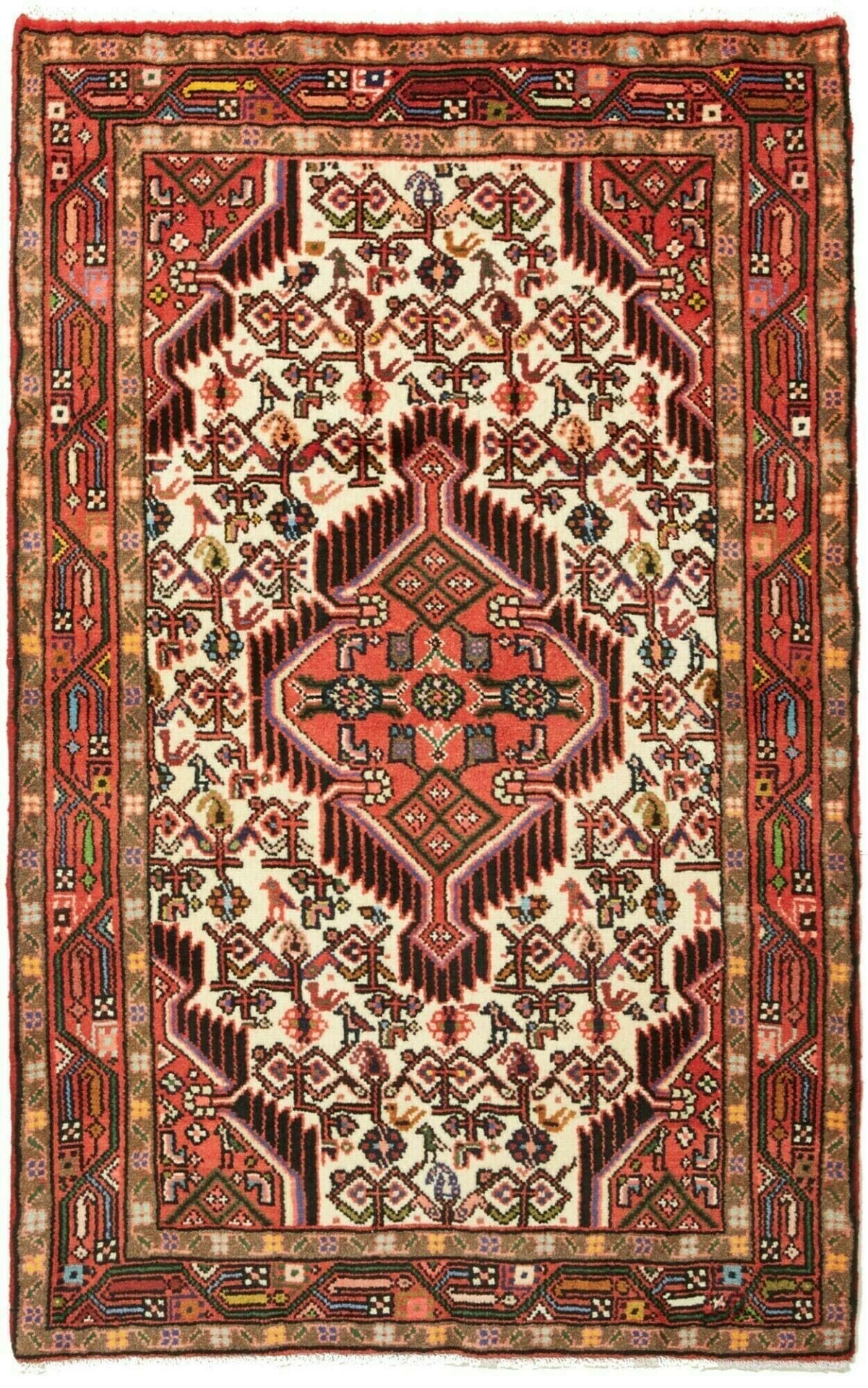 Hamadan Teppich 80 x 125cm, Schurwolle, Herati-Muster, handgeknüpft