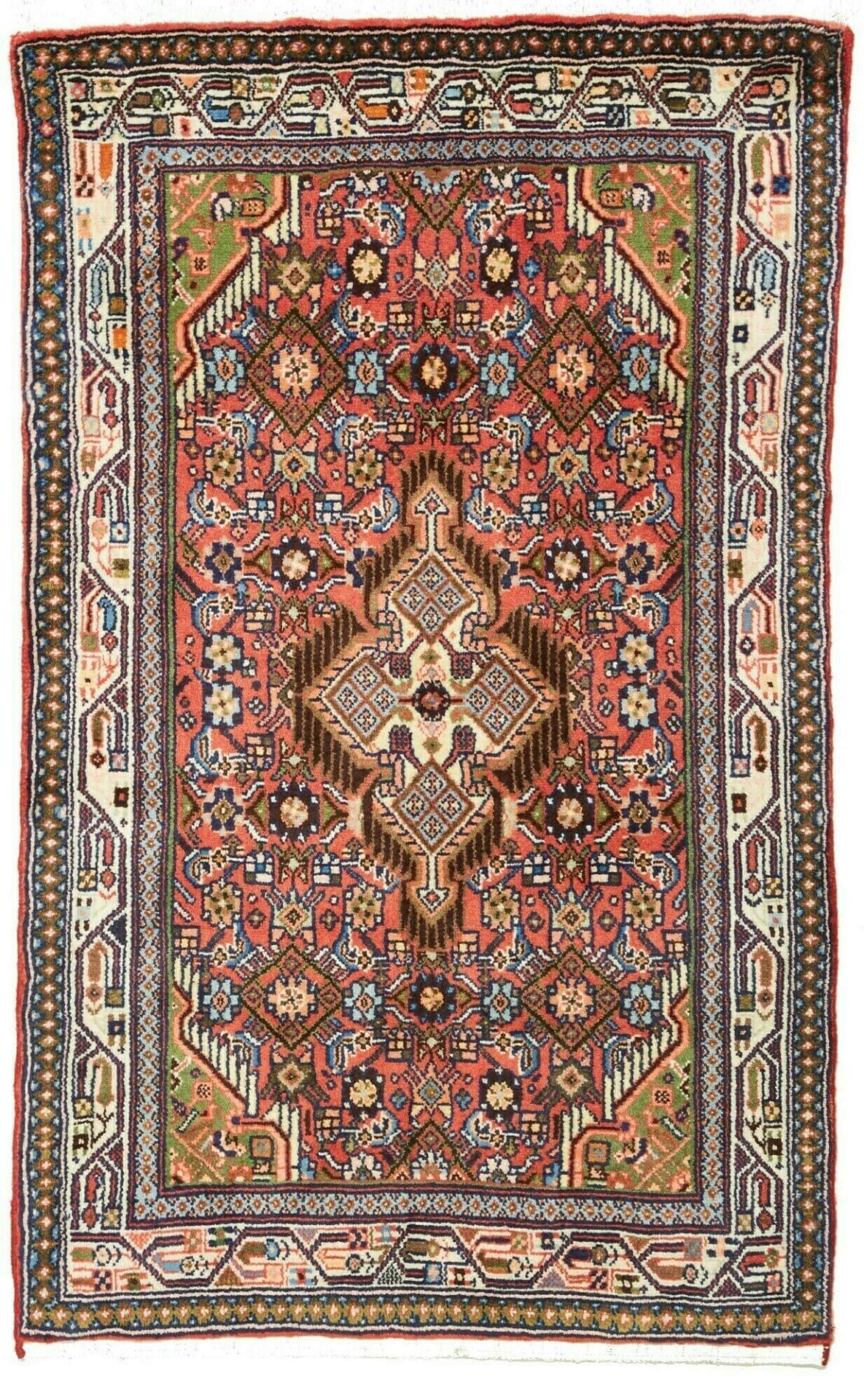 Hamadan Teppich 81 x 122 cm, Schurwolle, Herati-Muster, handgeknüpft