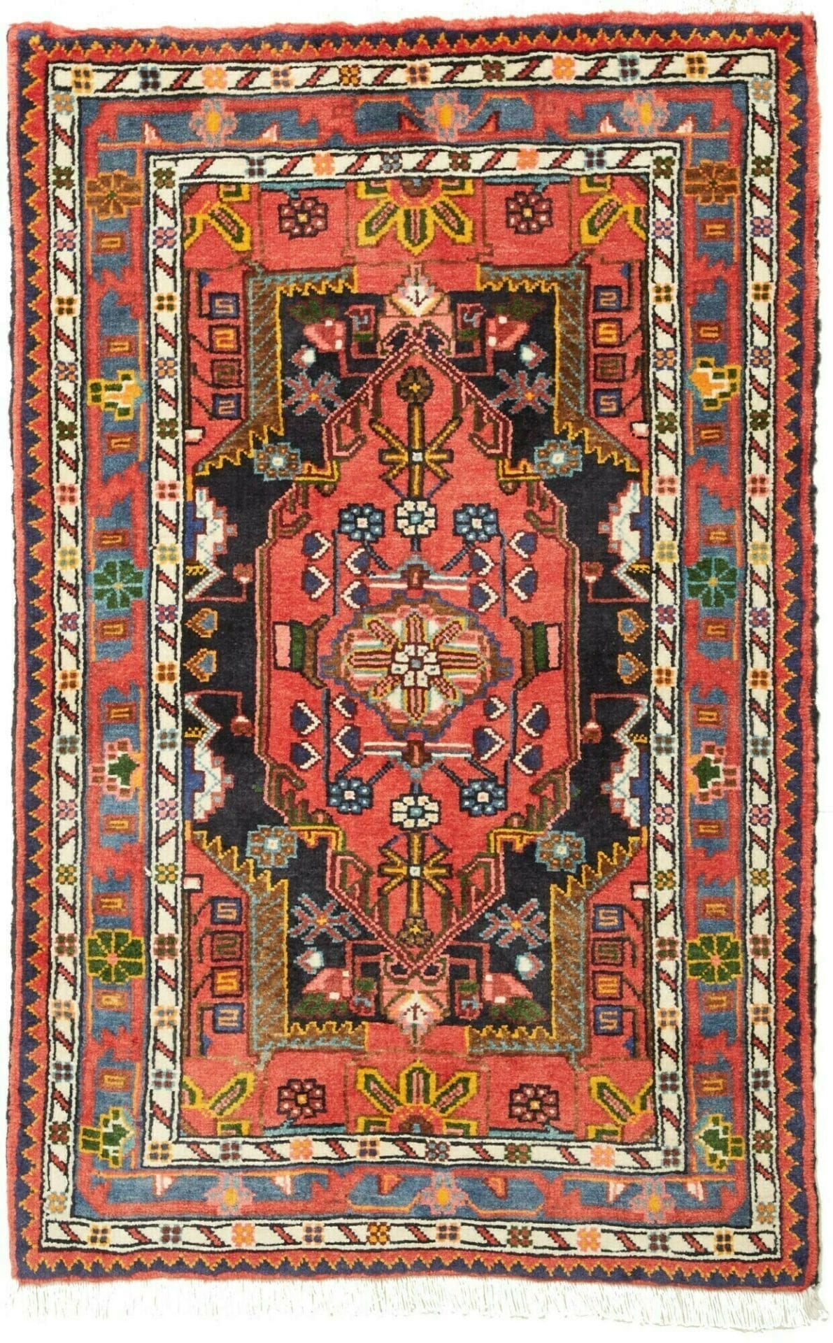 Hamadan Teppich 81 x 123cm, Herati-Muster, Schurwolle, handgeknüpft