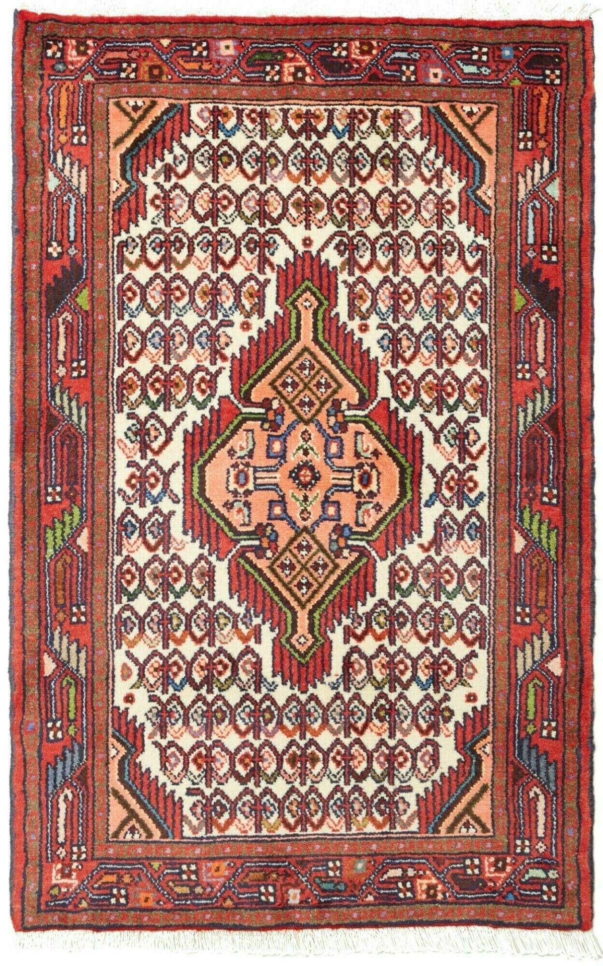Hamadan Teppich 83 x 126cm, handgeknüpft, Schurwolle, Herati-Muster