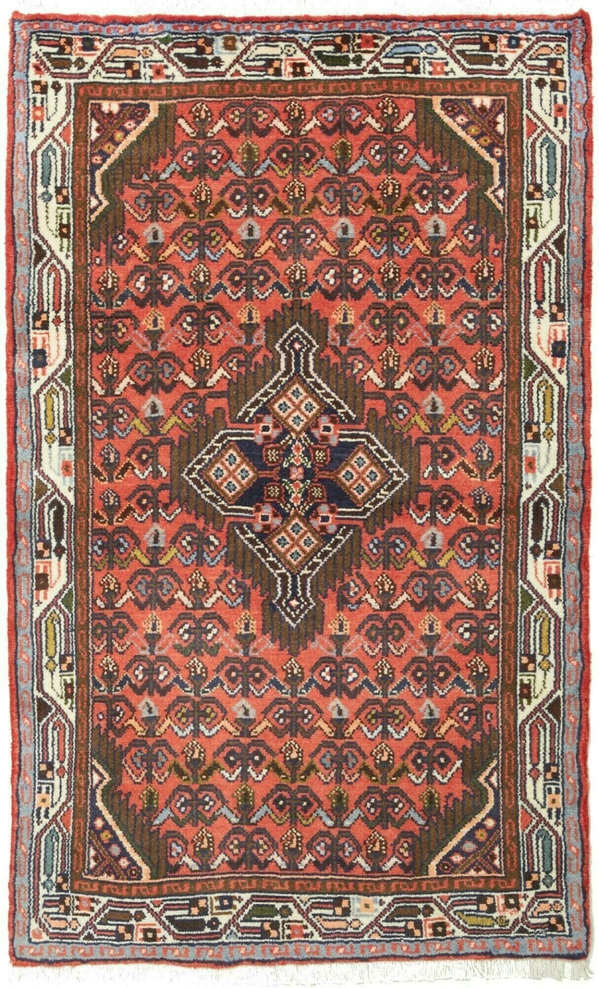 Hamadan Teppich 83 x 130cm, Schurwolle, Herati-Muster, handgeknüpft