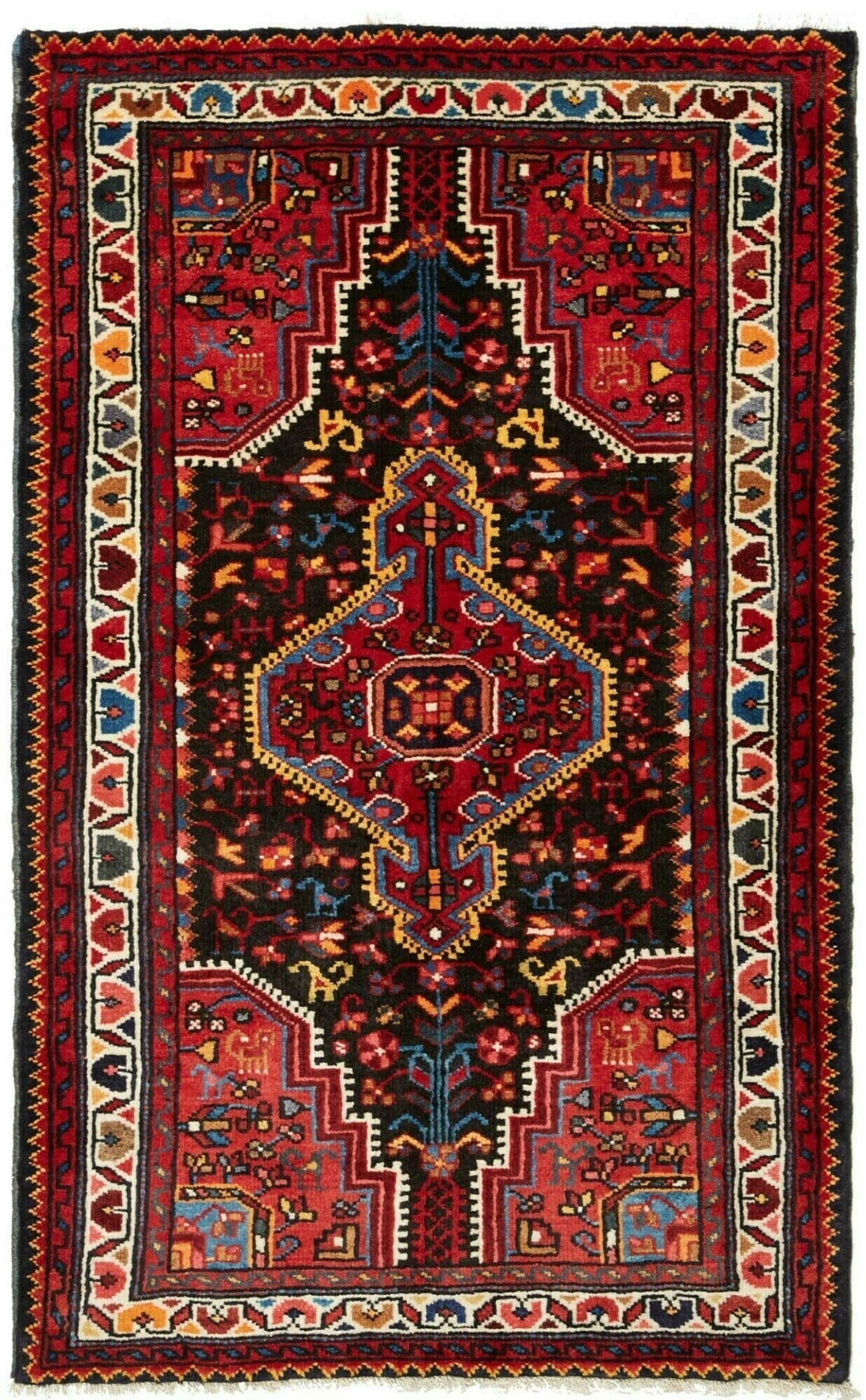 Hamadan Teppich 85 x 132cm, Herati-Muster, Schurwolle, handgeknüpft