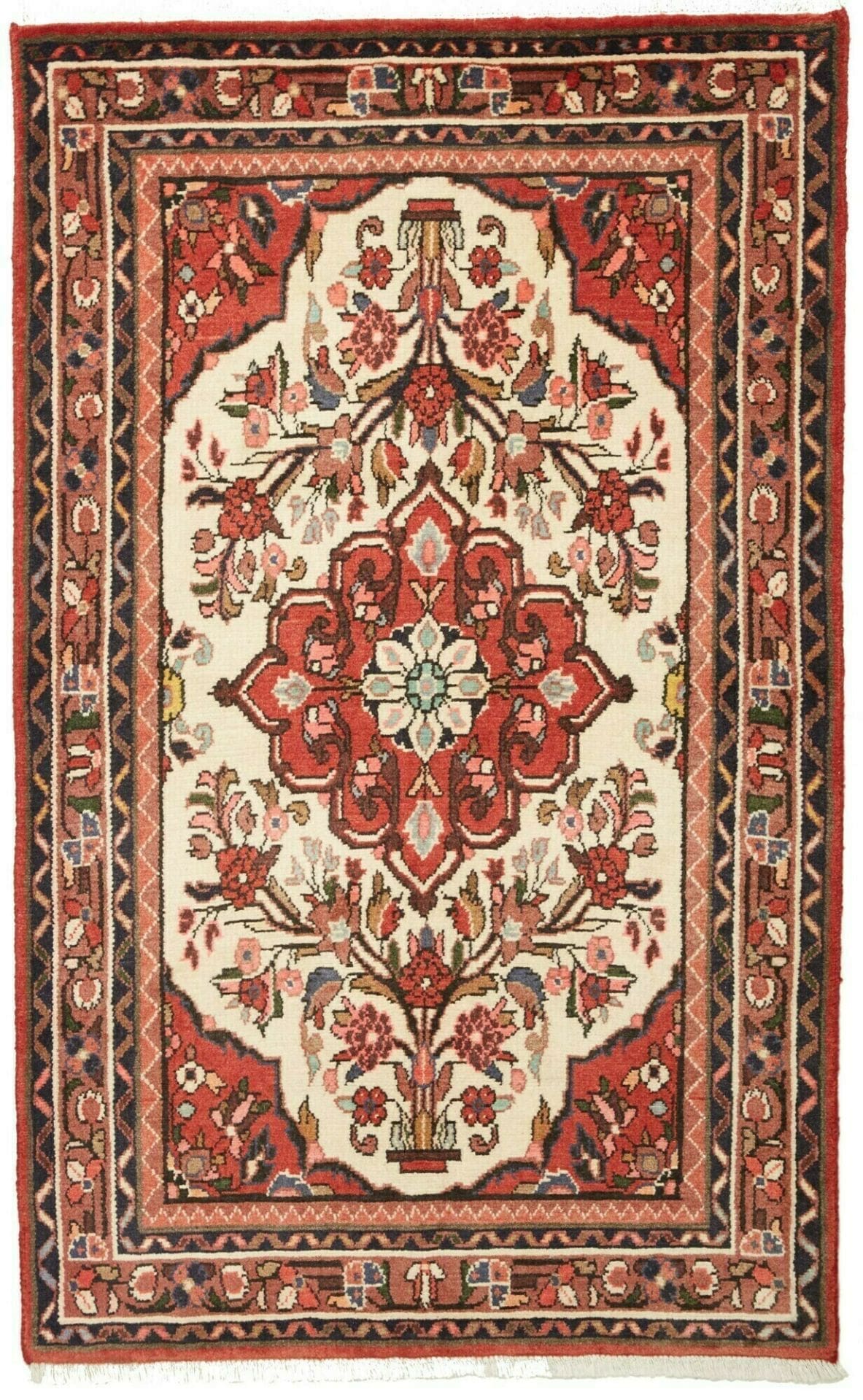 Hamadan Teppich 90 x 140 cm, Schurwolle, Herati-Muster, handgeknüpft
