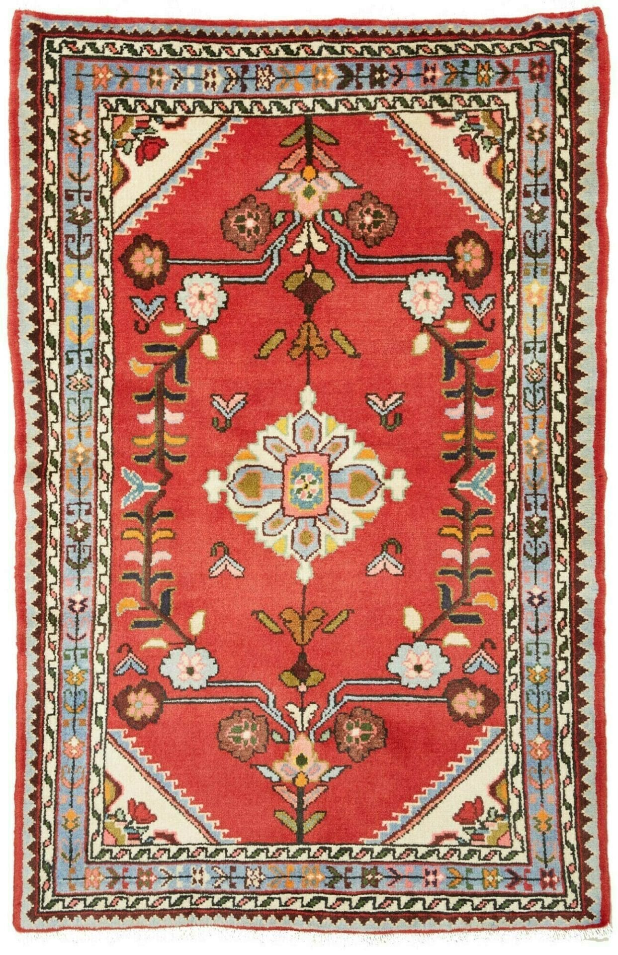 Hamadan Teppich 93 x 138cm, Schurwolle, Herati-Muster, handgeknüpft