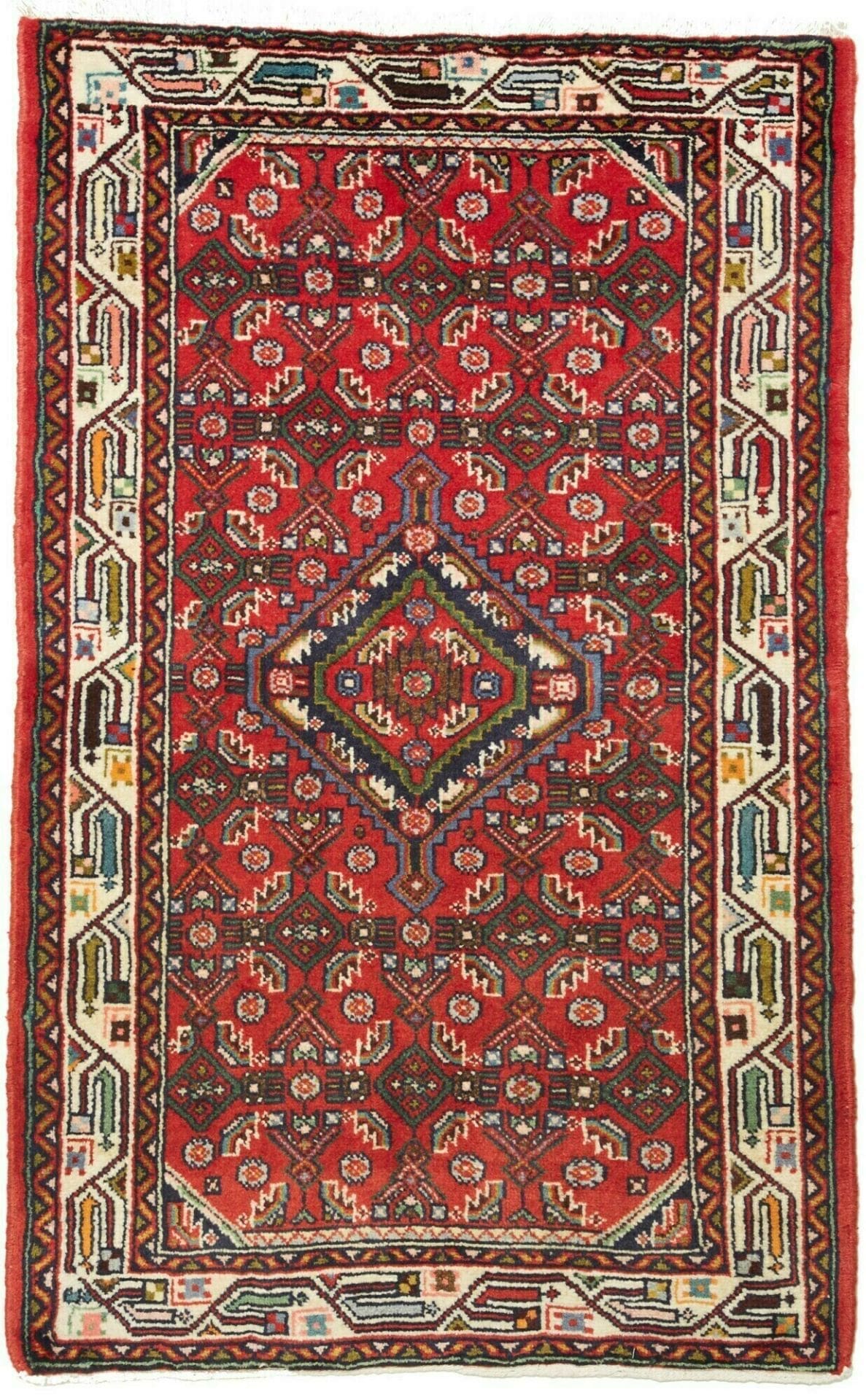 Handgeknüpfter Hamadan Teppich 88 x 133 cm - Schurwolle, Herati-Muster