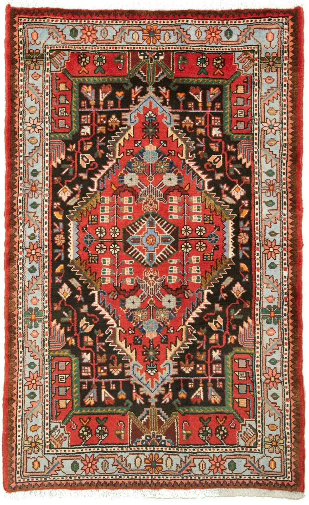 Handgeknüpfter Hamadan Teppich 88 x 136cm, Herati-Muster, Wolle