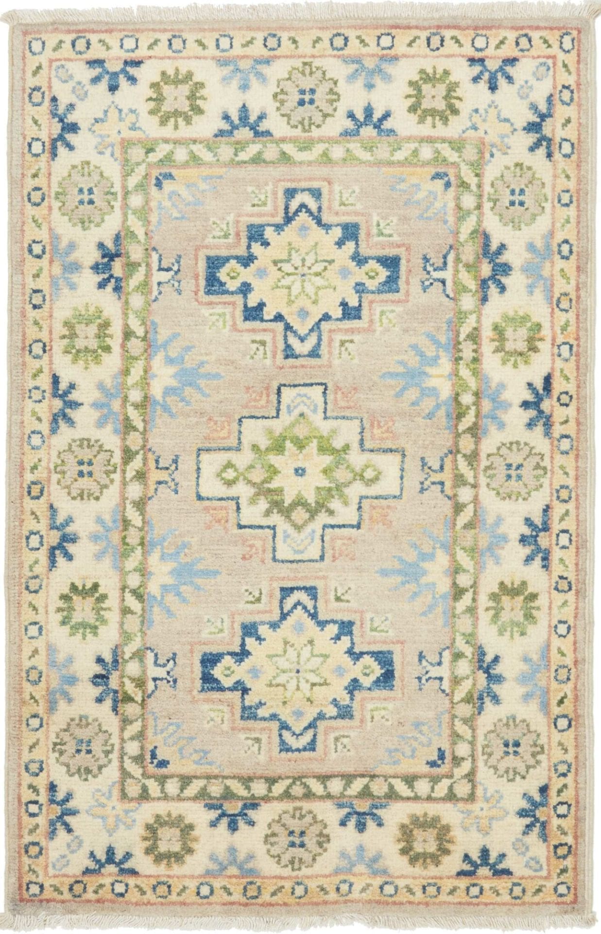 Handgeknüpfter Kazak Orientteppich 65 x 93 cm, geometrische Muster