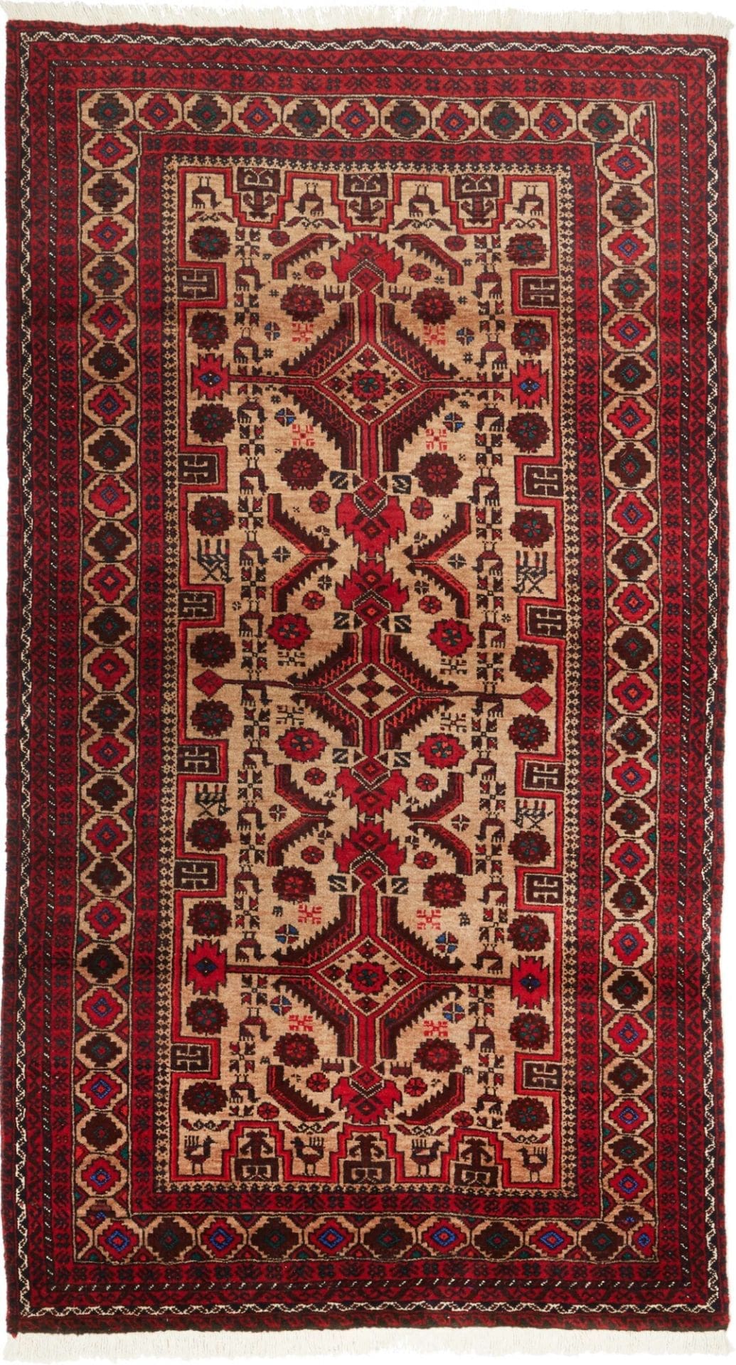 Handgeknüpfter Orientteppich 99 x 181cm aus Schurwolle, floral