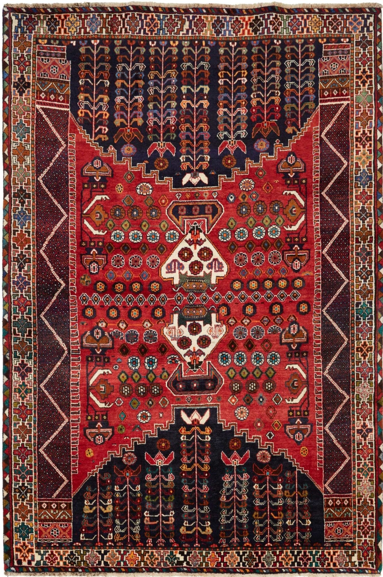 Handgeknüpfter Shiraz Perserteppich 173 x 255cm aus Schurwolle