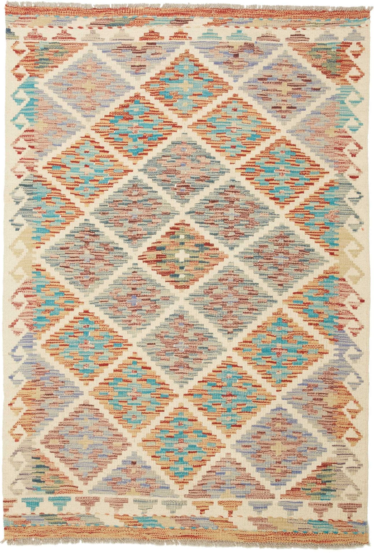 **Handgewebter Kelim 101 x 144 cm aus Schurwolle - Orientteppich**