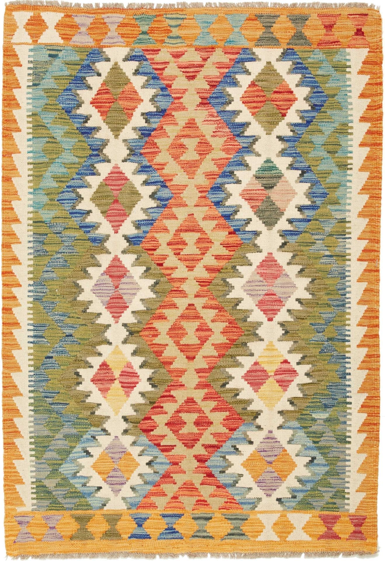 Handgewebter Kelim 106 x 146 cm aus Schurwolle - Orientteppich