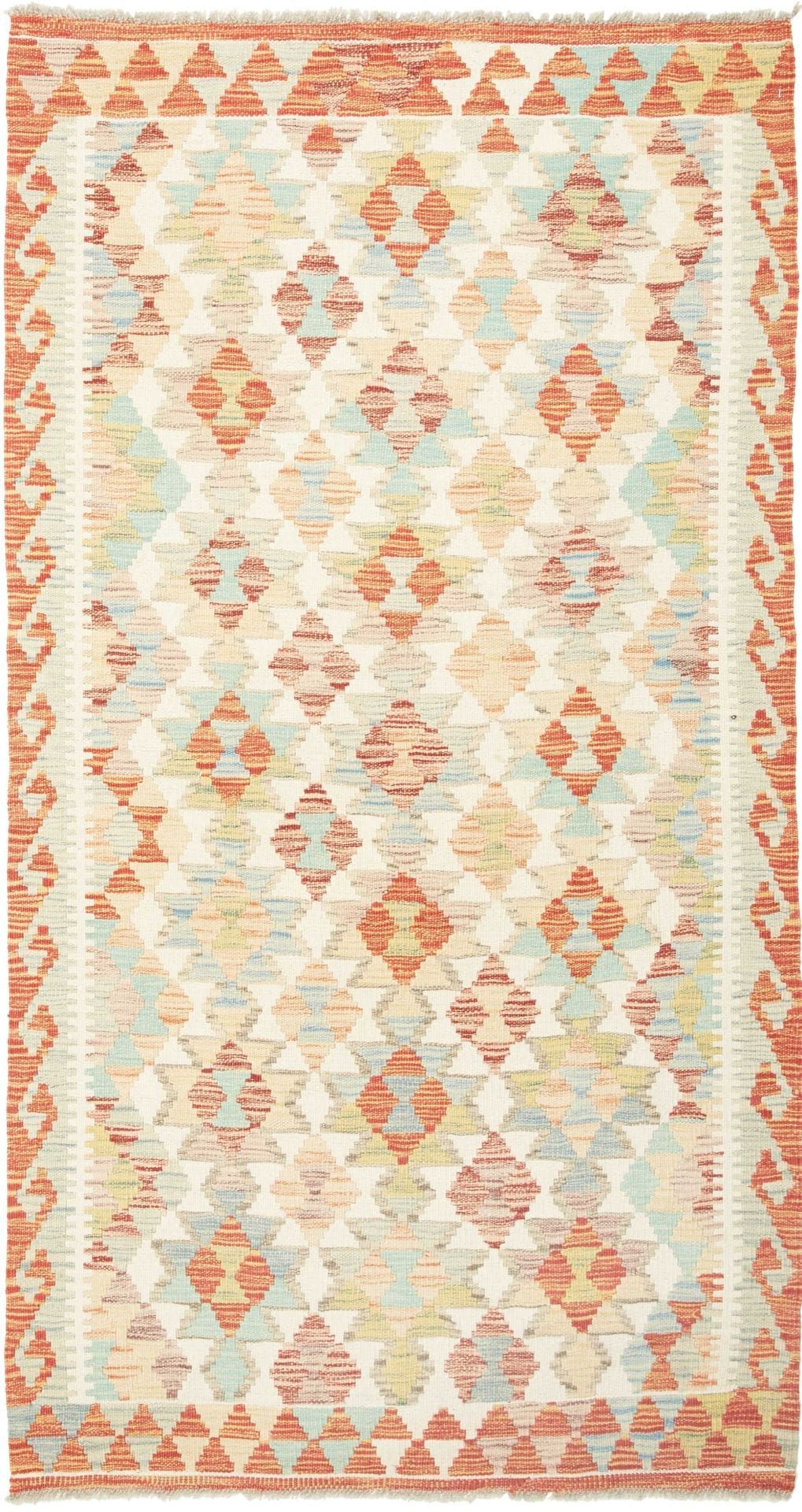 Handgewebter Kelim 110 x 198 cm aus Schurwolle – Rustikaler Orientteppich