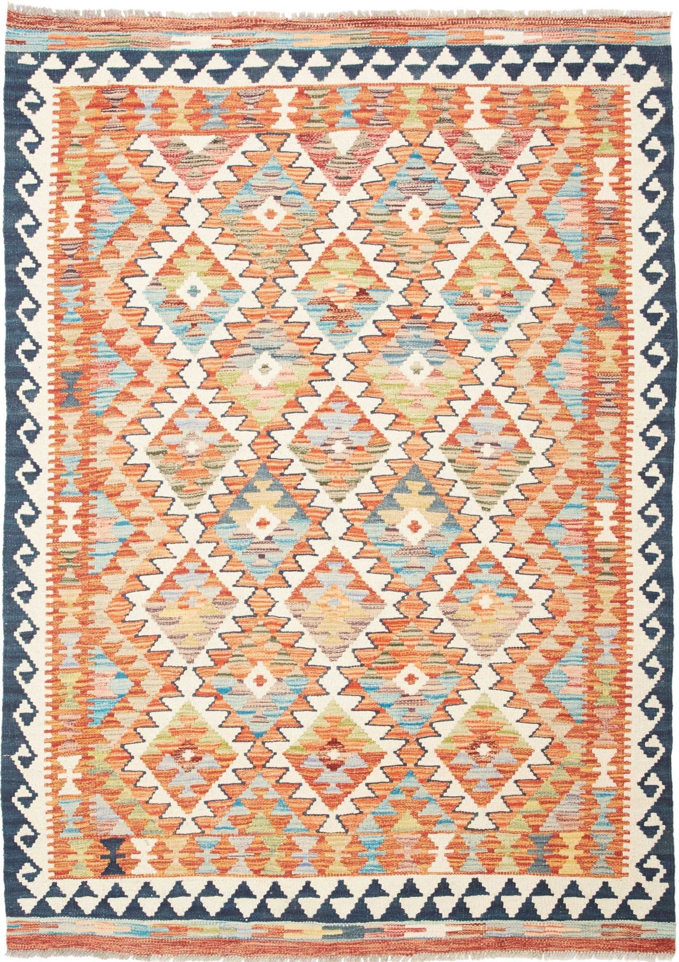 Handgewebter Kelim 129 x 180cm aus Schurwolle - rustikaler Orientteppich