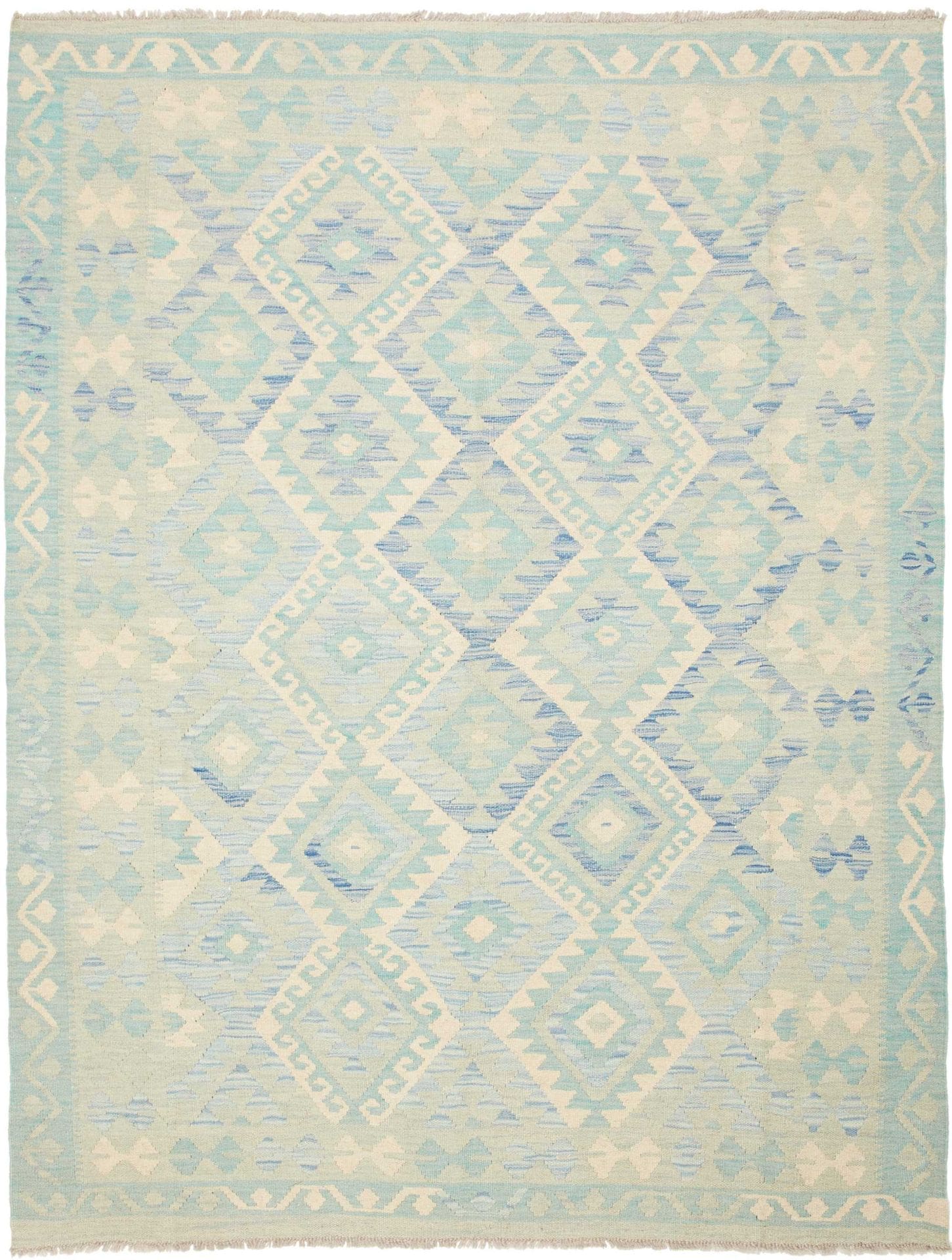 Handgewebter Kelim 155 x 200cm aus Schurwolle, rustikaler Stil