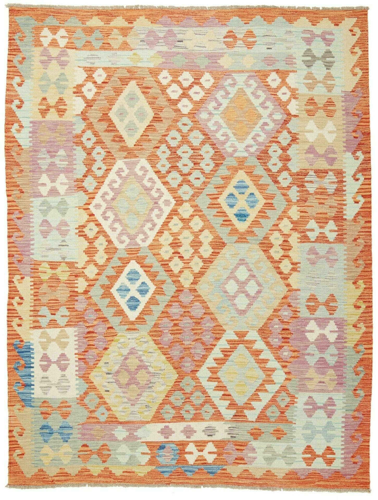 Handgewebter Kelim 156 x 202 cm aus Wolle – Rustikaler Orientteppich