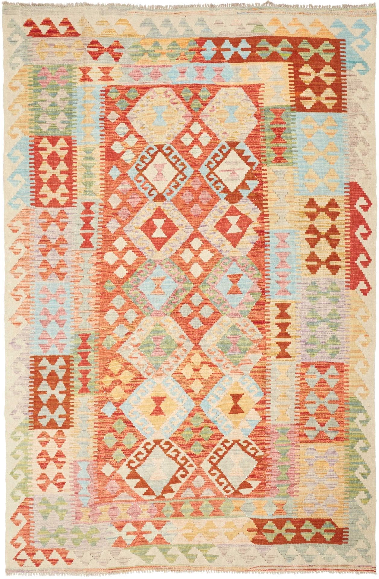 Handgewebter Kelim 165 x 250cm aus Schurwolle, rustikales Design