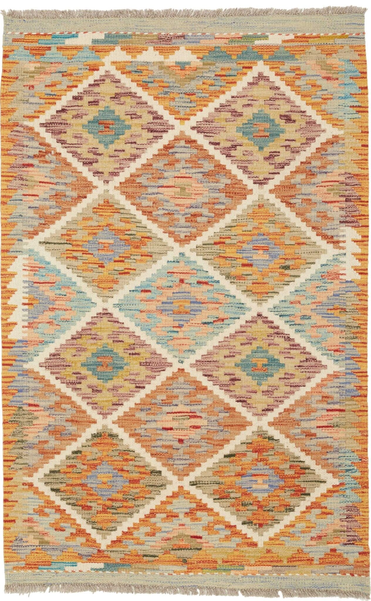 Handgewebter Kelim 84 x 123cm aus Schurwolle, rustikales Design