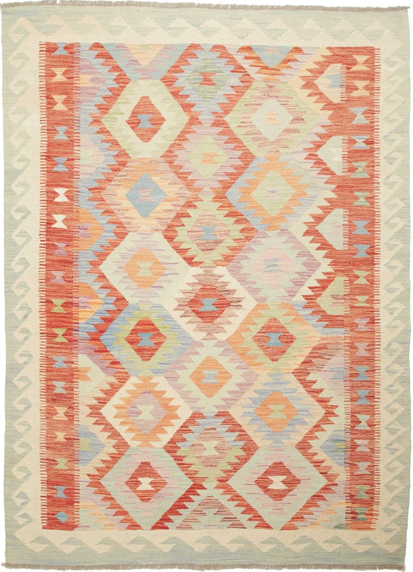 Handgewebter Kelim Teppich 155 x 204 cm aus Schurwolle, Orientteppich