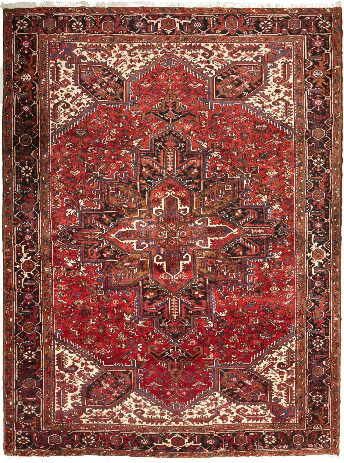 Heriz Orientteppich 251 x 330cm, geometrisches Muster, handgeknüpft