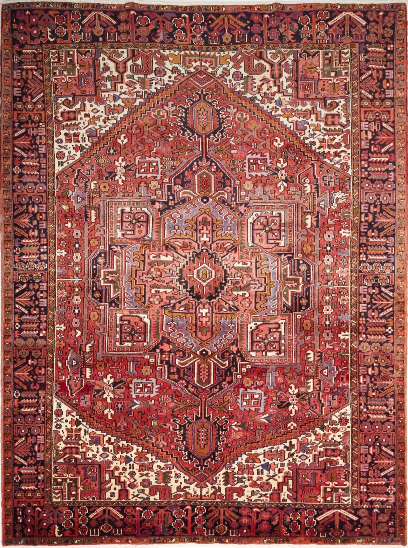 Heriz Orientteppich 262 x 339 cm, rustikales Muster, handgeknüpft