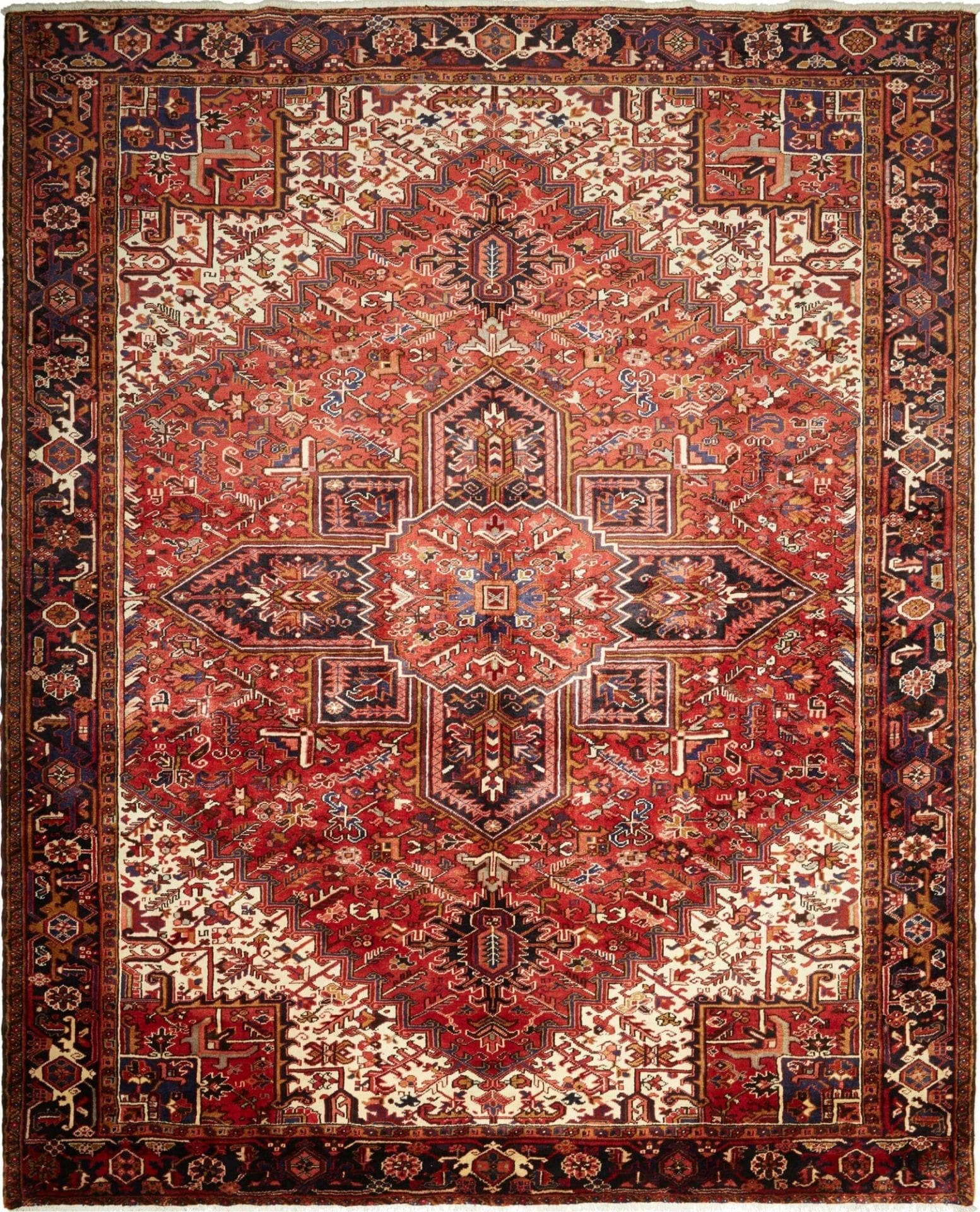 Heriz Orientteppich 293 x 358 cm, geometrisches Muster, handgeknüpft