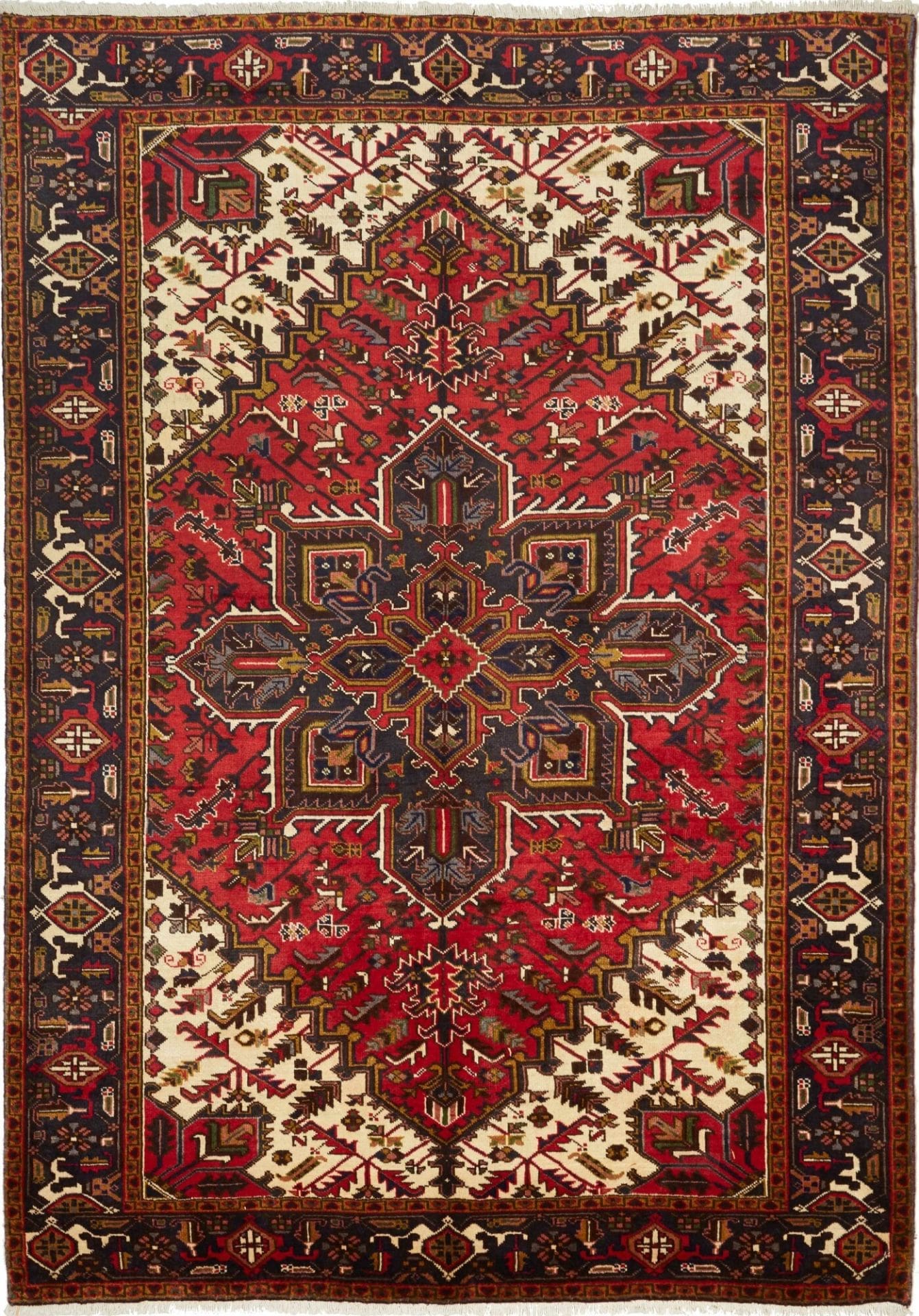 Heriz Teppich 198 x 280cm - Rustikal, geometrisch, handgeknüpft