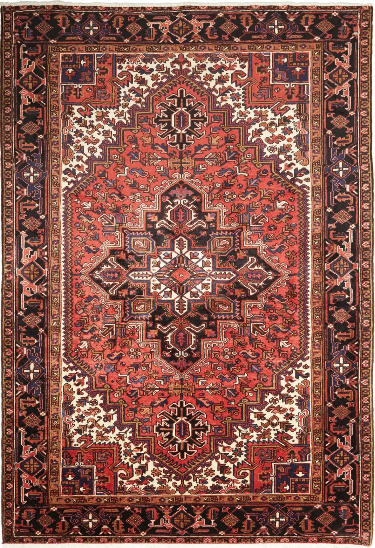 Heriz Teppich 205 x 292 cm, geometrisches Muster, handgeknüpft