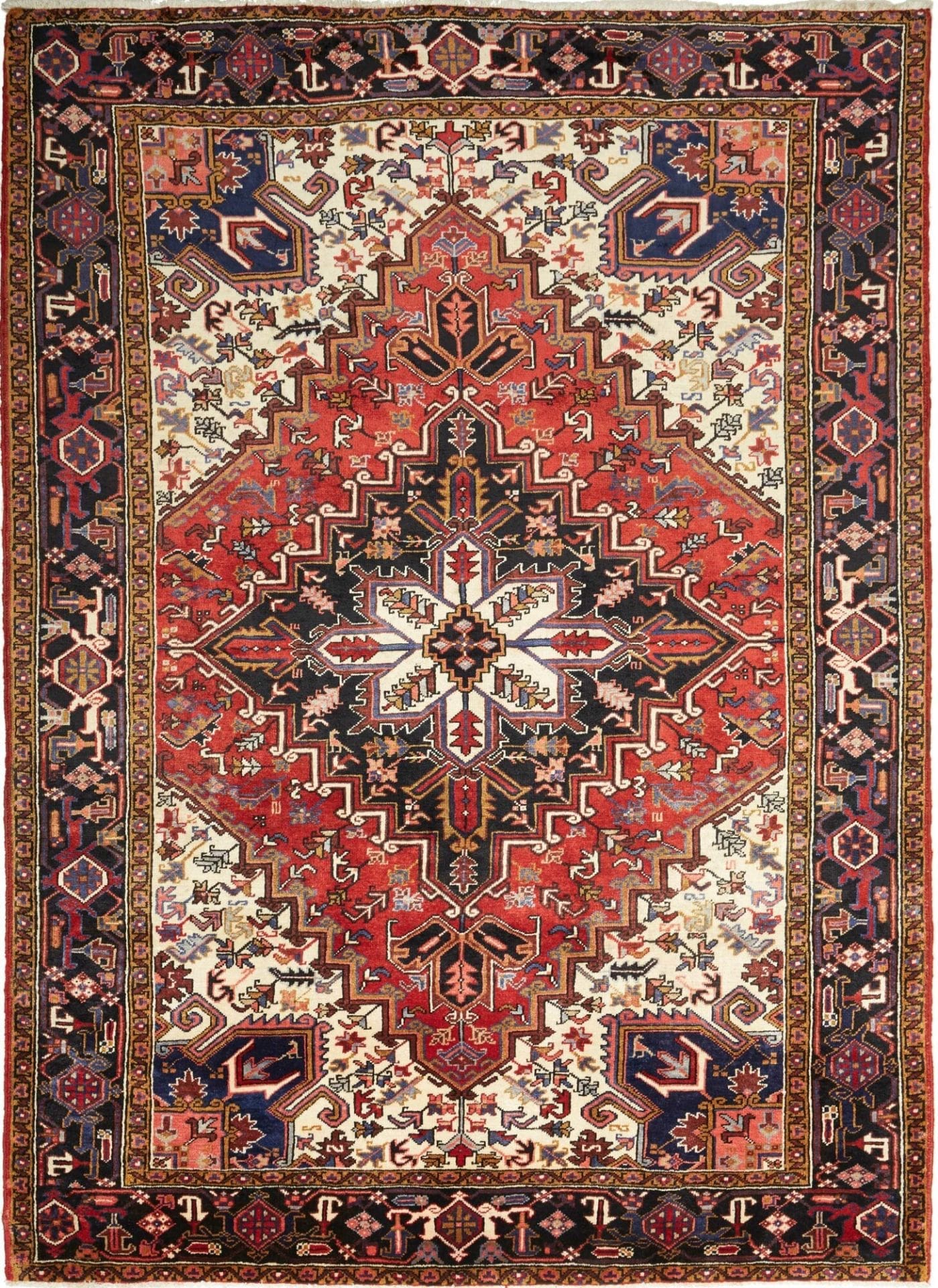 Heriz Teppich 209 x 284cm, geometrisch, Schurwolle, handgeknüpft