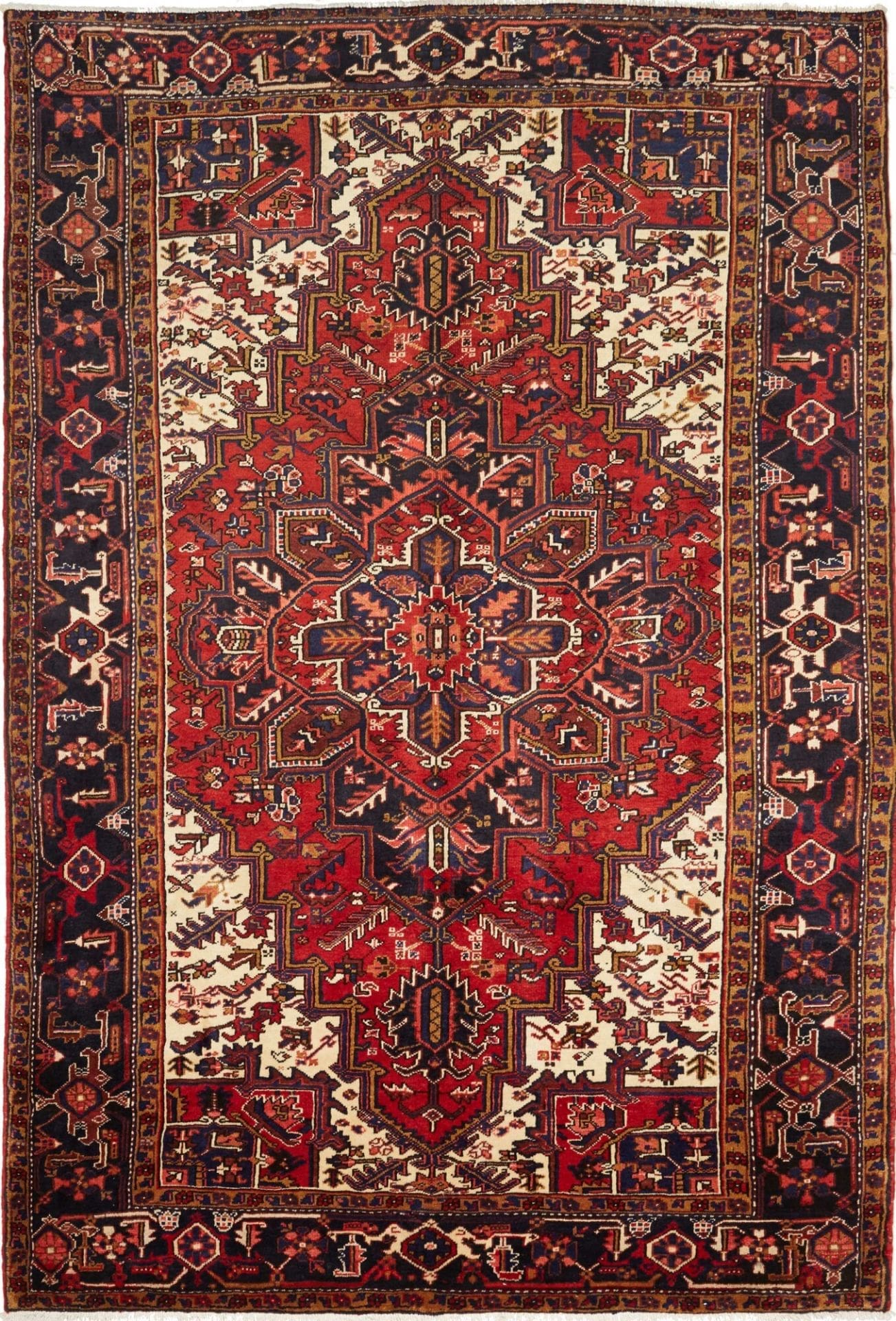 Heriz Teppich 209 x 305cm, geometrisches Muster, handgeknüpft