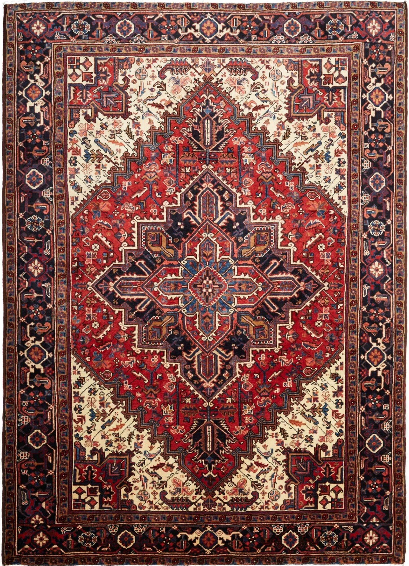 Heriz Teppich 210 x 280cm, handgeknüpft, rustikale geometrische Muster