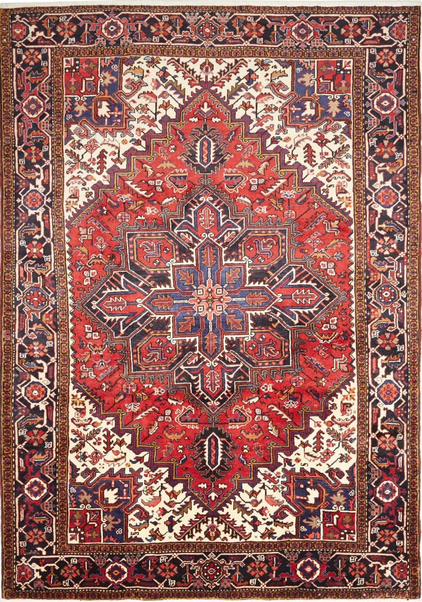 Heriz Teppich 210 x 290 cm, handgeknüpft, Schurwolle, rustikal