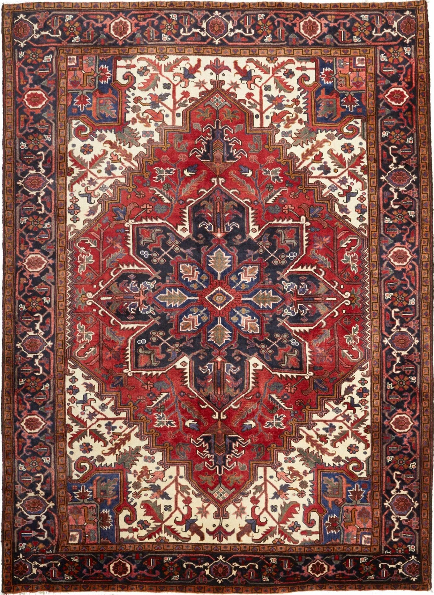 Heriz Teppich 213 x 287cm, geometrisch, Schurwolle, handgeknüpft