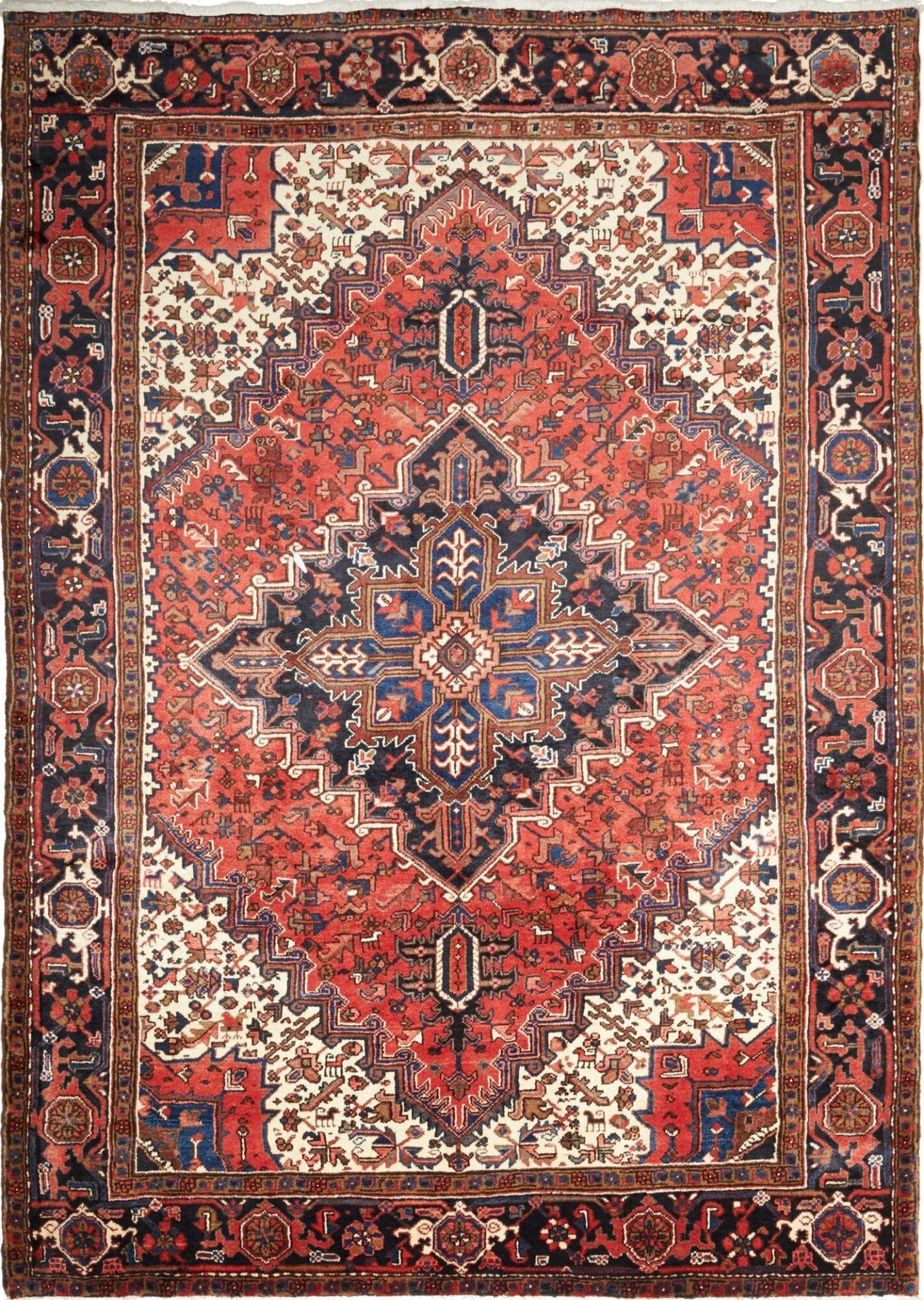 Heriz Teppich 215 x 298 cm – handgeknüpft, Schurwolle, rustikal