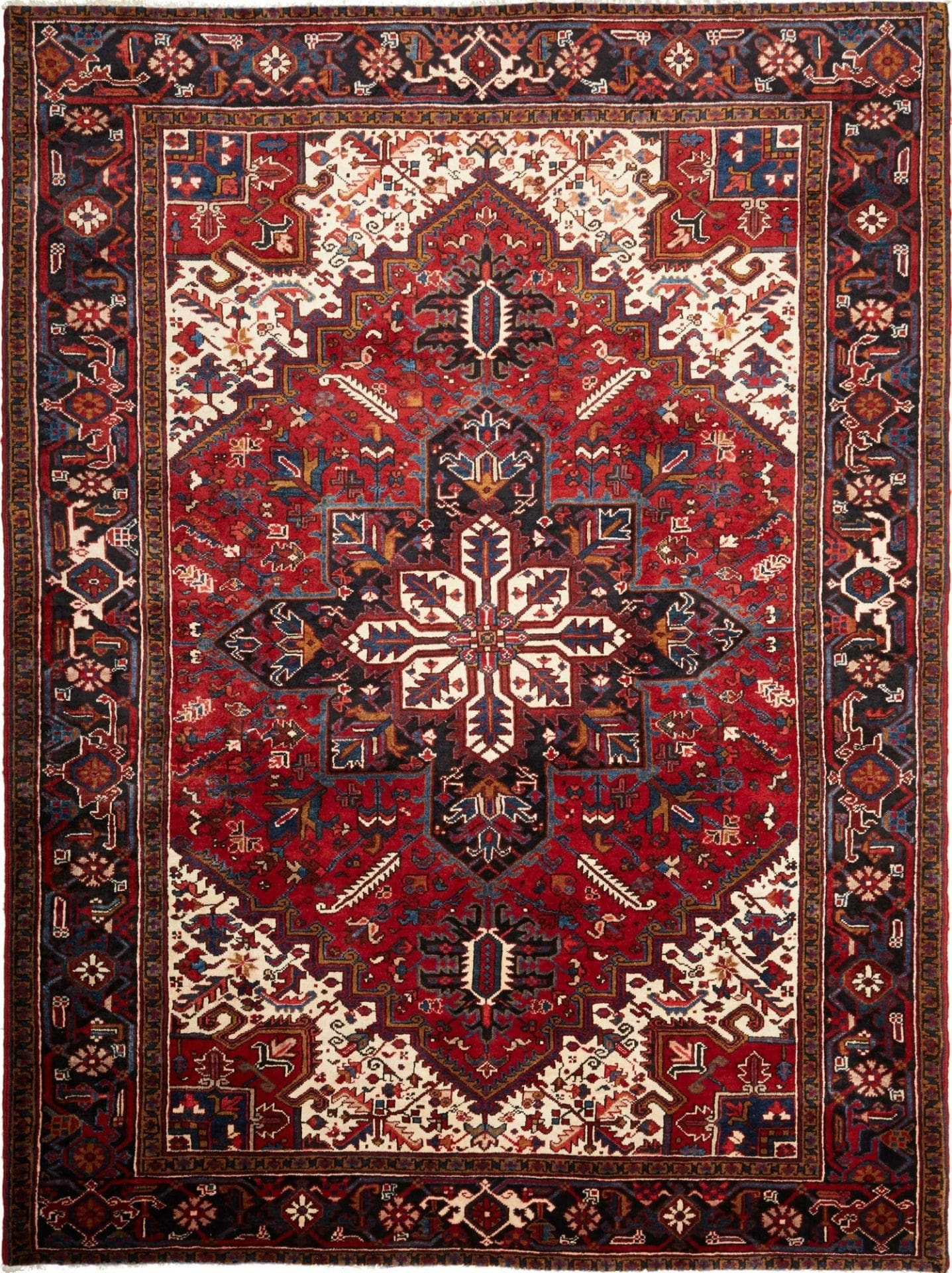 Heriz Teppich 226 x 297 cm, handgeknüpft, Schurwolle, geometrisch