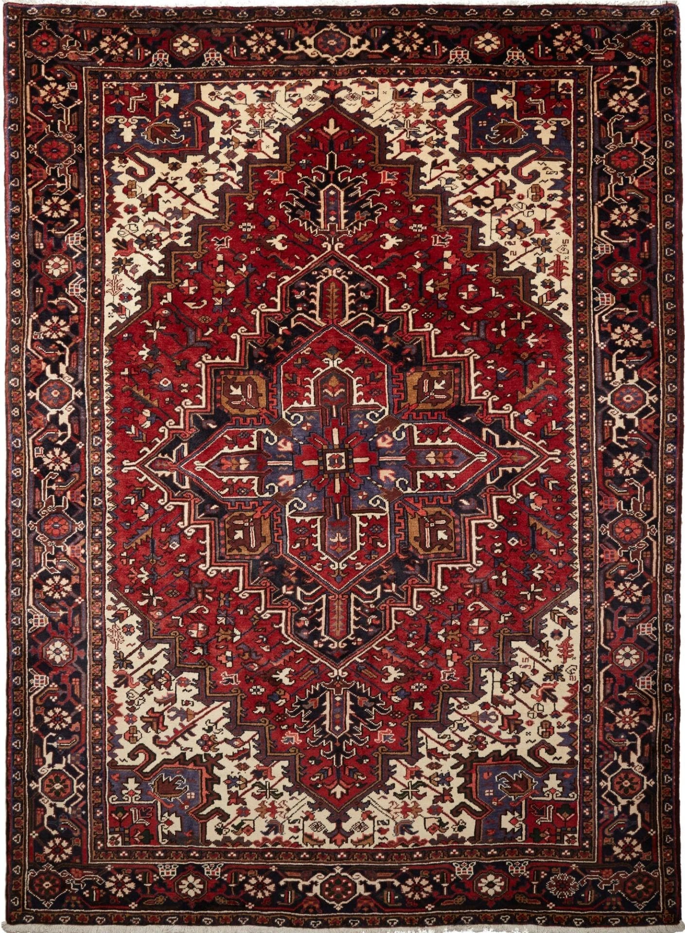 Heriz Teppich 230 x 312 cm, geometrisches Muster, handgeknüpft