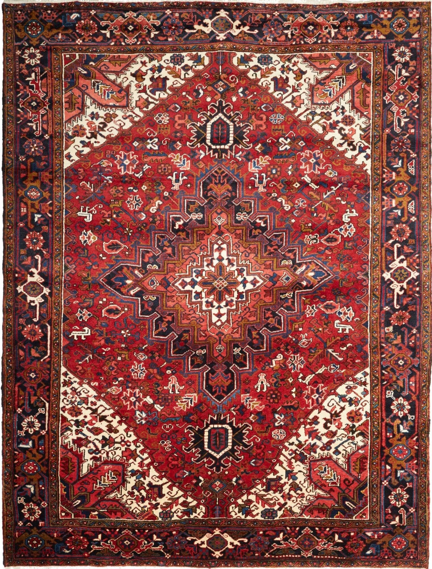 Heriz Teppich 233 x 300cm, geometrisches Muster, handgeknüpft