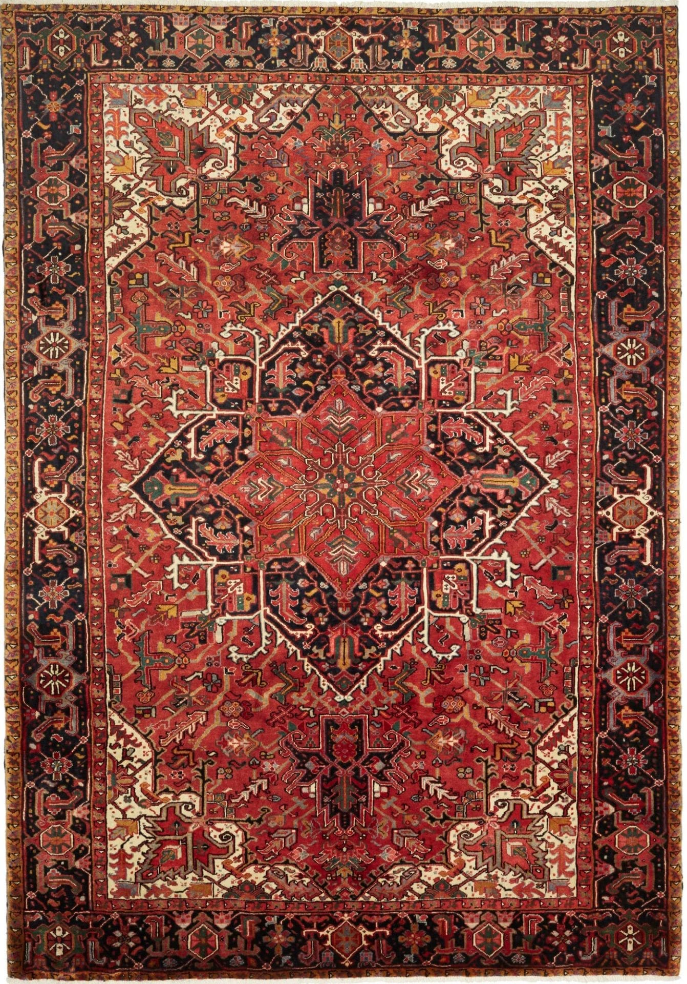 Heriz Teppich 241 x 340cm, geometrische Muster, handgeknüpft