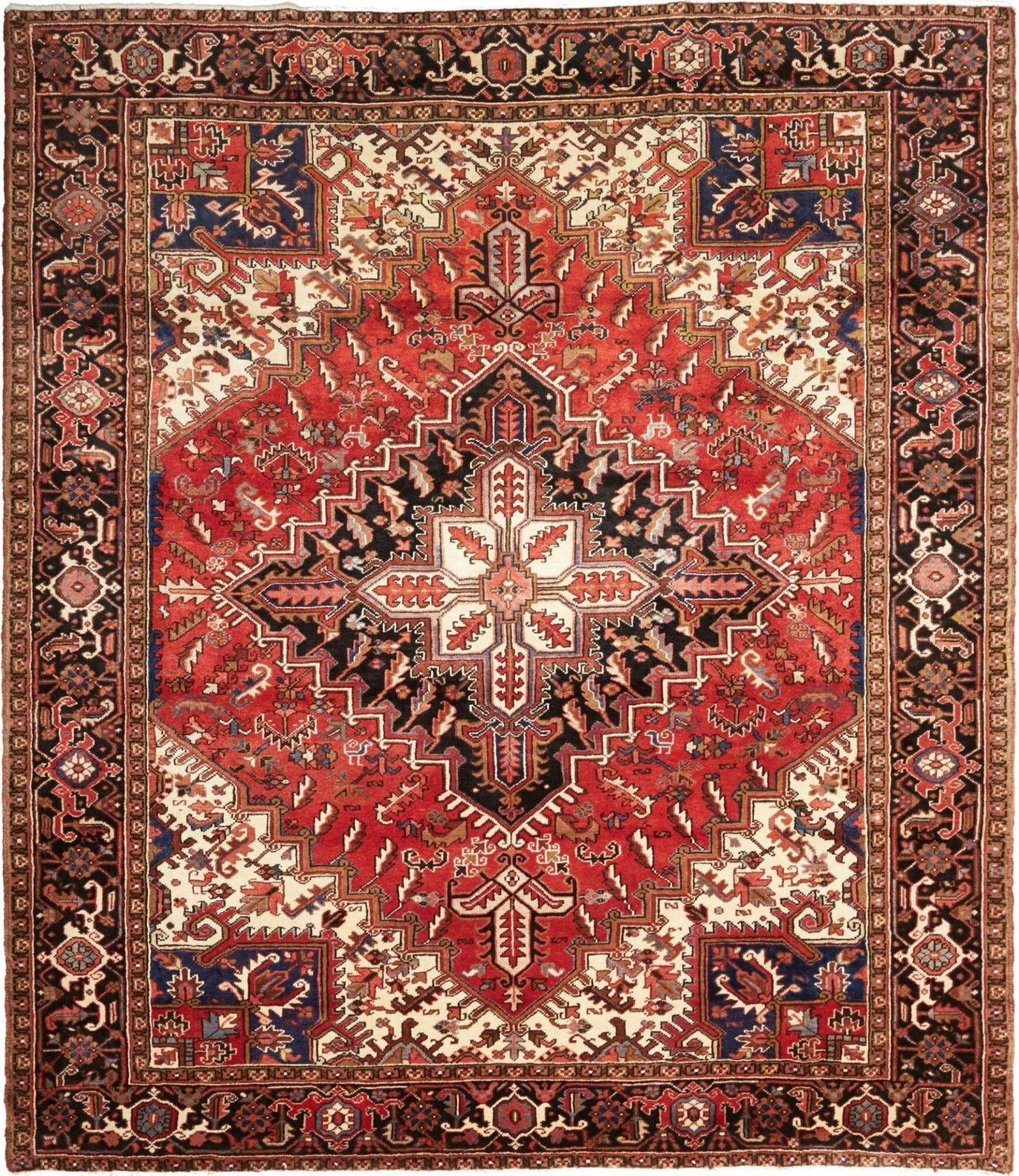 Heriz Teppich 243 x 275cm, handgeknüpft, Schurwolle, rustikal