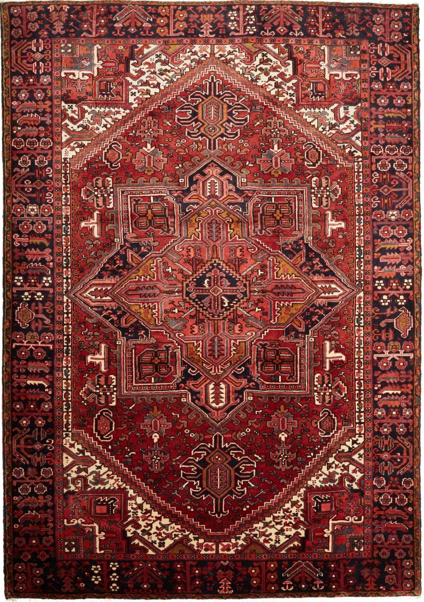 Heriz Teppich 246 x 347 cm, handgeknüpft, rustikales Design