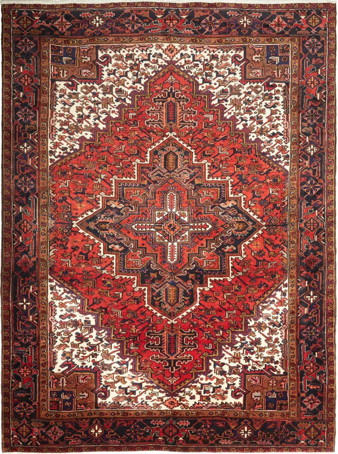 Heriz Teppich 248 x 325cm, geometrisches Muster, handgeknüpft