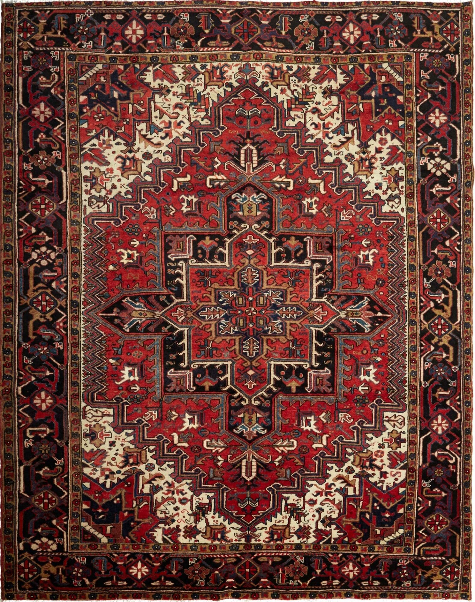 Heriz Teppich 250 x 310cm, geometrisches Muster, handgeknüpft