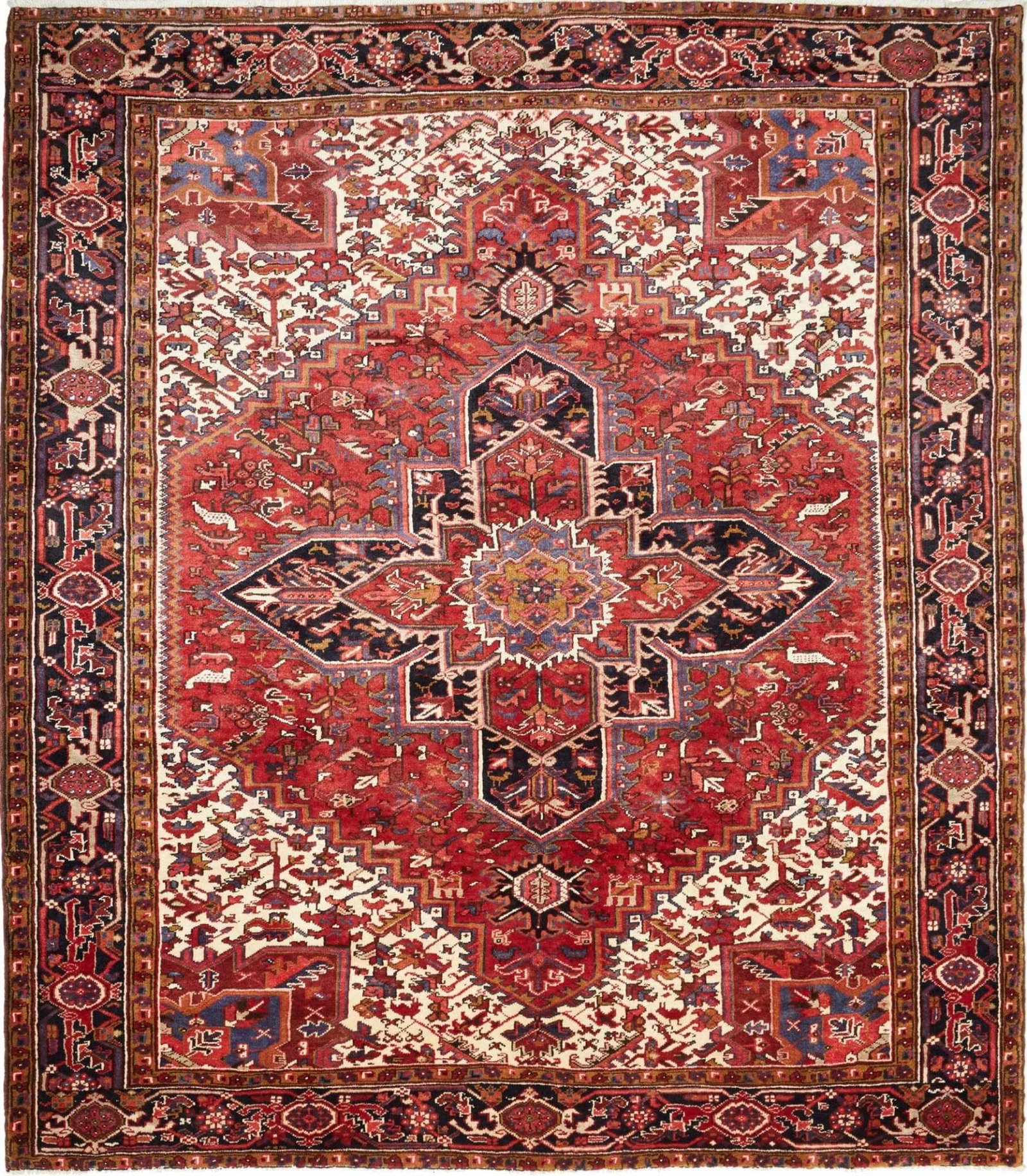 Heriz Teppich 253 x 285cm, rustikal, Schurwolle, handgeknüpft