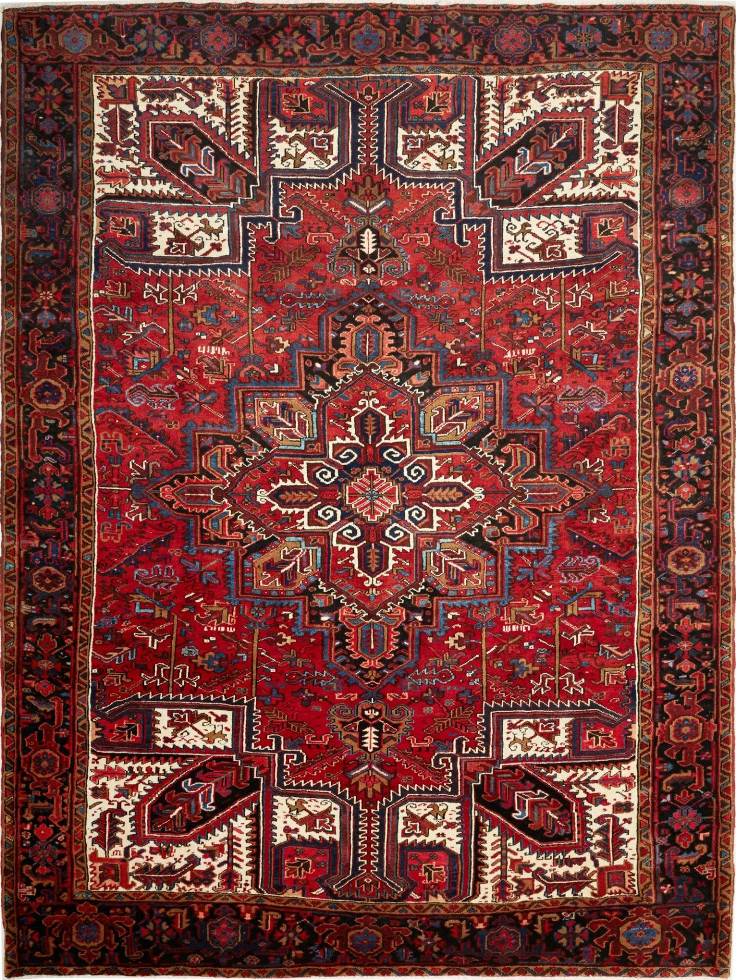 Heriz Teppich 253 x 336 cm, geometrisches Muster, handgeknüpft