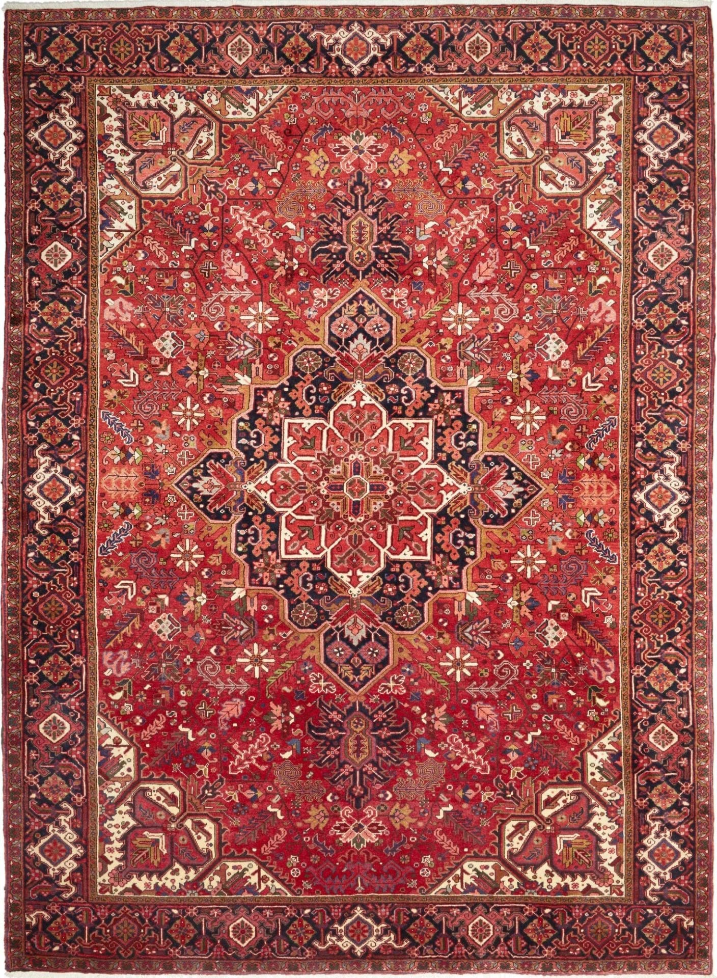 Heriz Teppich 253 x 340cm - rustikales geometrisches Muster, handgeknüpft