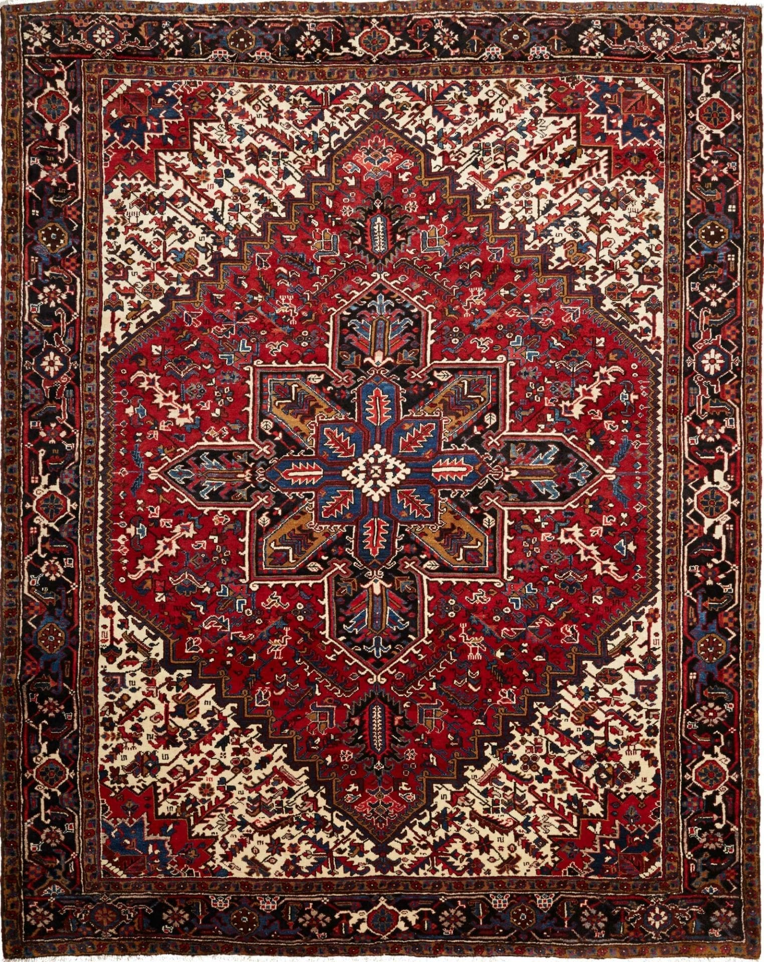 Heriz Teppich 258 x 327cm, geometrische Muster, handgeknüpft