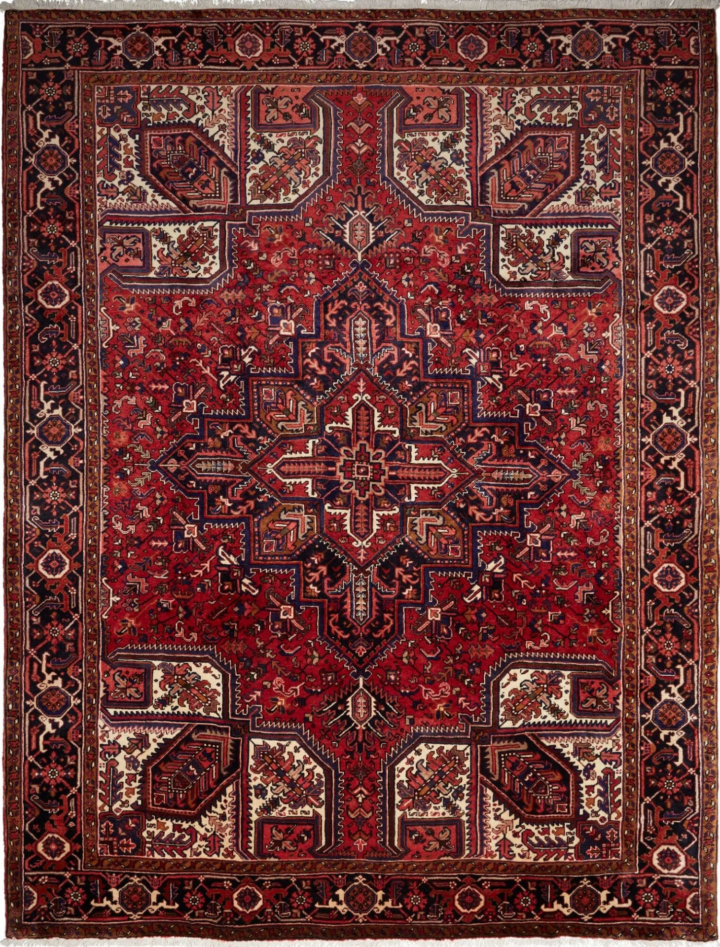 Heriz Teppich 263 x 336cm, geometrisches Muster, handgeknüpft