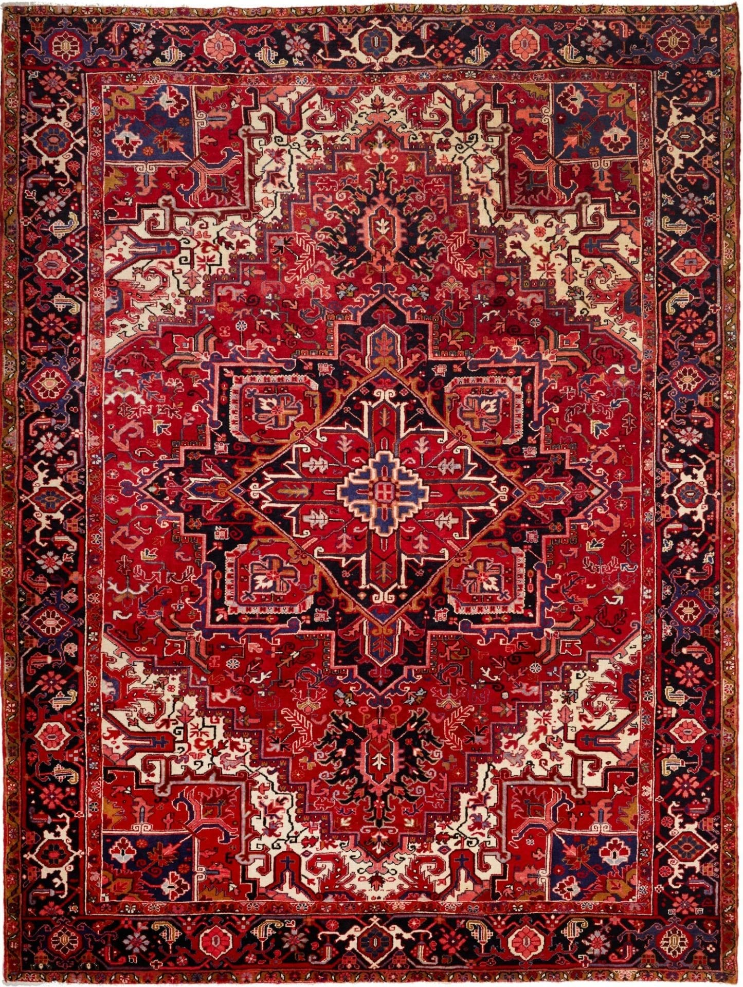 Heriz Teppich 263 x 346cm, rustikal, geometrisches Muster, handgeknüpft