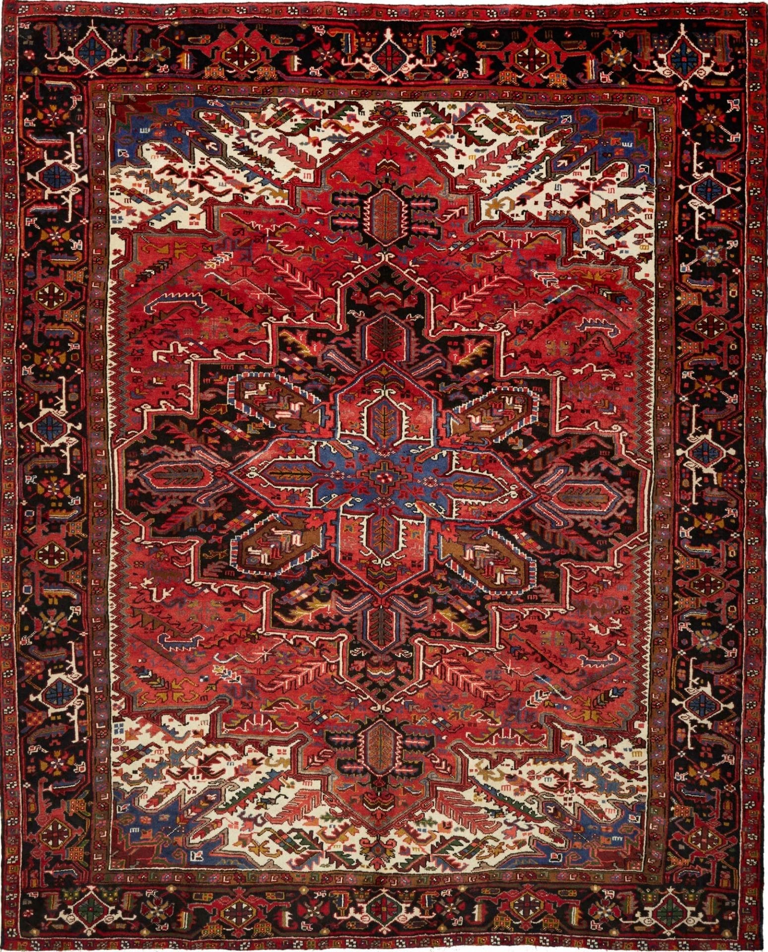 Heriz Teppich 281 x 340cm, geometrisches Muster, handgeknüpft