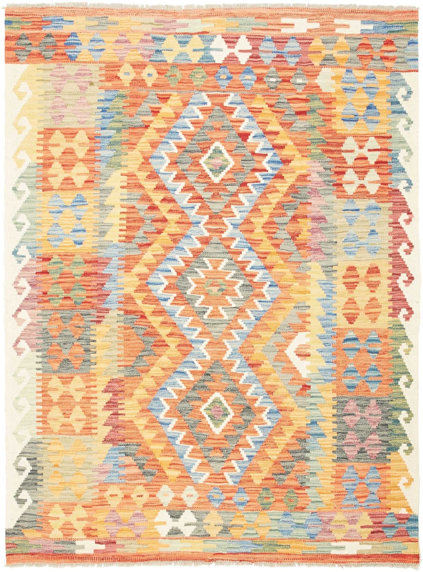 Hochwertiger Kelim 134 x 173 cm | Handgewebt | Schurwoll-Teppich